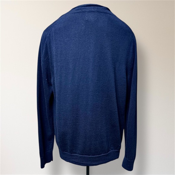 Brooks Brothers Red Fleece Mens L Navy Extra Fine Merino Wool Cardigan Grandpa - Picture 3 of 7
